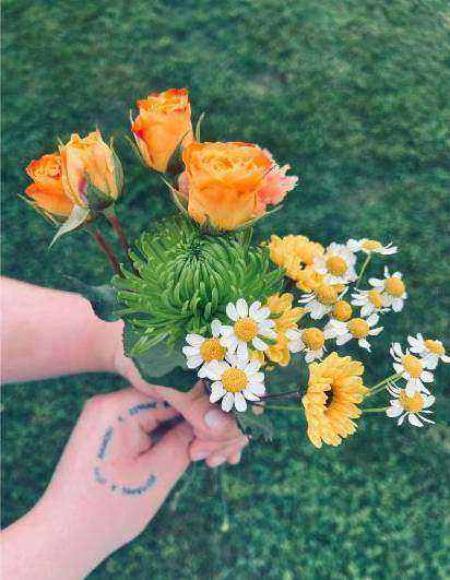 Bouquets on a wooden table
